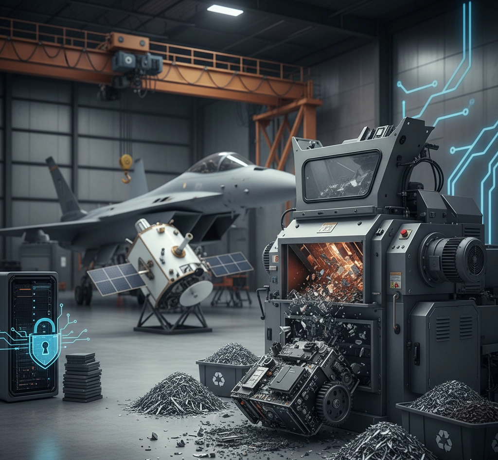Secure equipment destruction for defense contractors and aerospace firms - hard drive shredding | secure paper shredding | hdd wiping