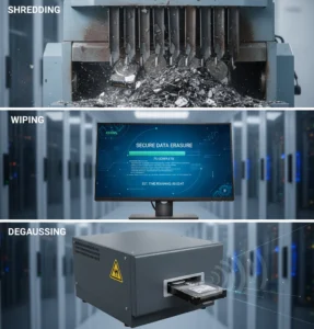 Shredding vs wiping vs degaussing: which method is right for your organization? 1 Shredding vs wiping vs degaussing - hard drive shredding | secure paper shredding | hdd wiping